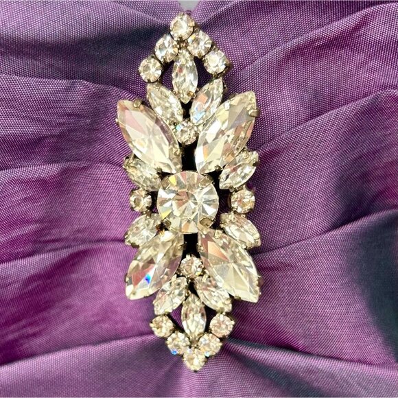 DA VINCI IRIDESCENT PURPLE TAFETTA HALTER EVENING FORMAL HOMECOMING GOWN RHNSTNE - Picture 3 of 7